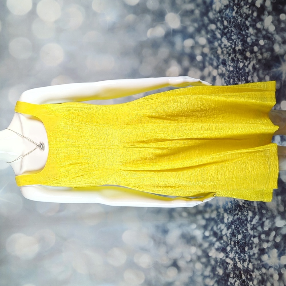 Nine West sz 10 Lined Sleeveless Yellow A-Line Dress
